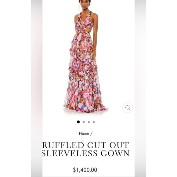 Mac Duggal $1400 Floral Cutout Layered Maxi Formal Dress Size 8 - Picture 2 of 14